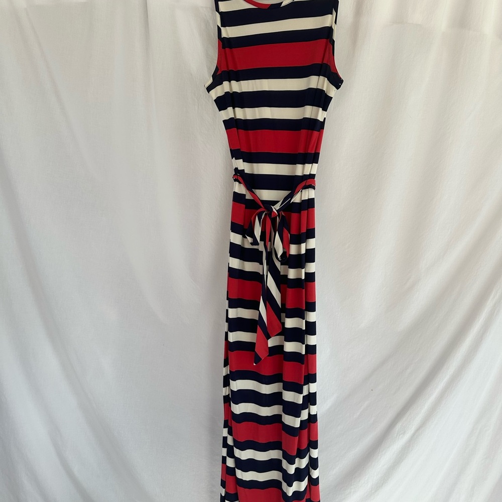 Banana Republic Striped Maxi Dress L Sleeveless Lined 2013 Size Large